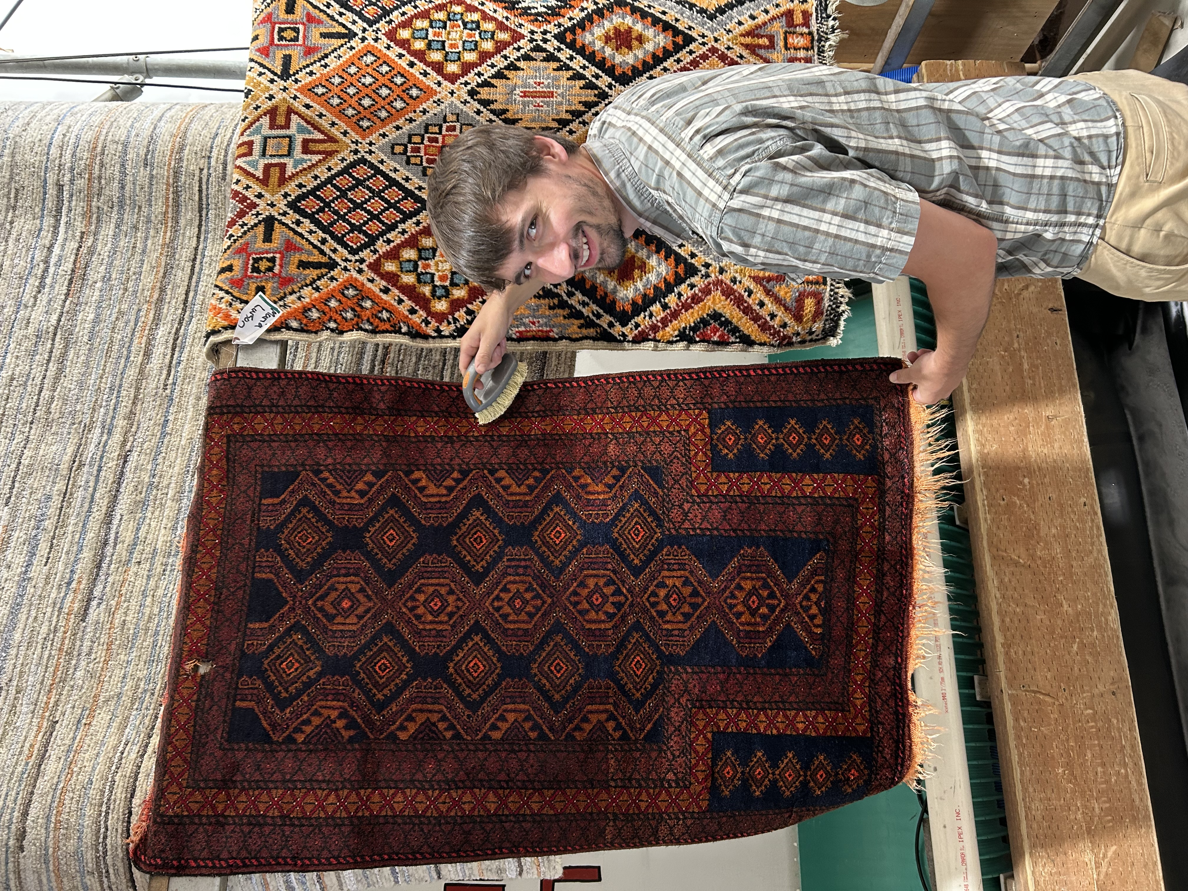 Hand Brushing Wool Prayer Rug